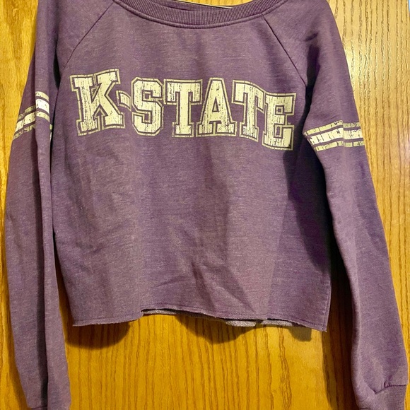 K-State Cropped Sweatshirt Heathered Purple - Picture 4 of 5
